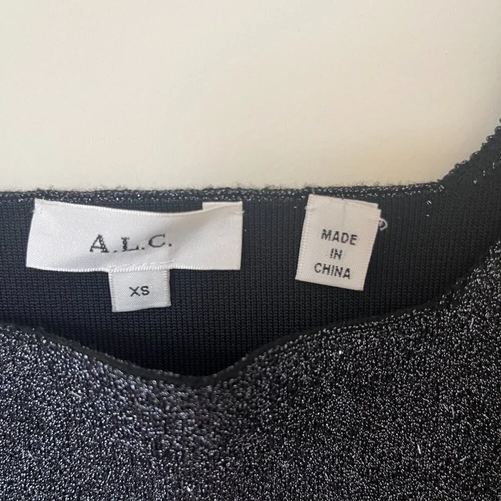ALC Crop Tank Top Metallic Silver Sz XS